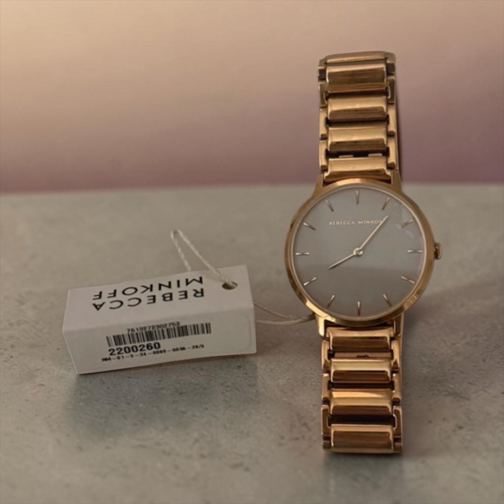 Rebecca Minkoff Major Gold Tone Watch Gray Face 35mm NWT 2200260